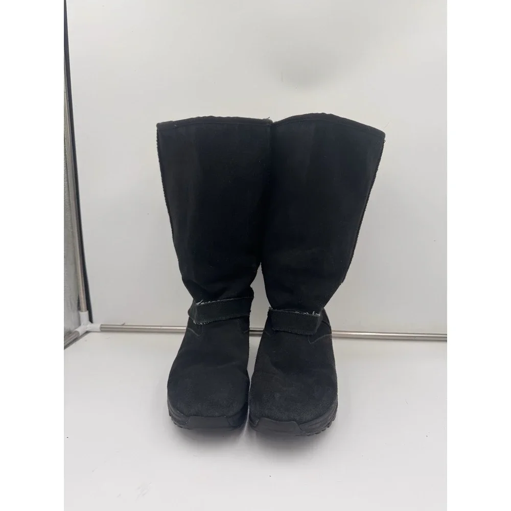 Skechers Shape Ups Avalanche Boots Size 10 Black Faux Fur Lined Calf High Buckle